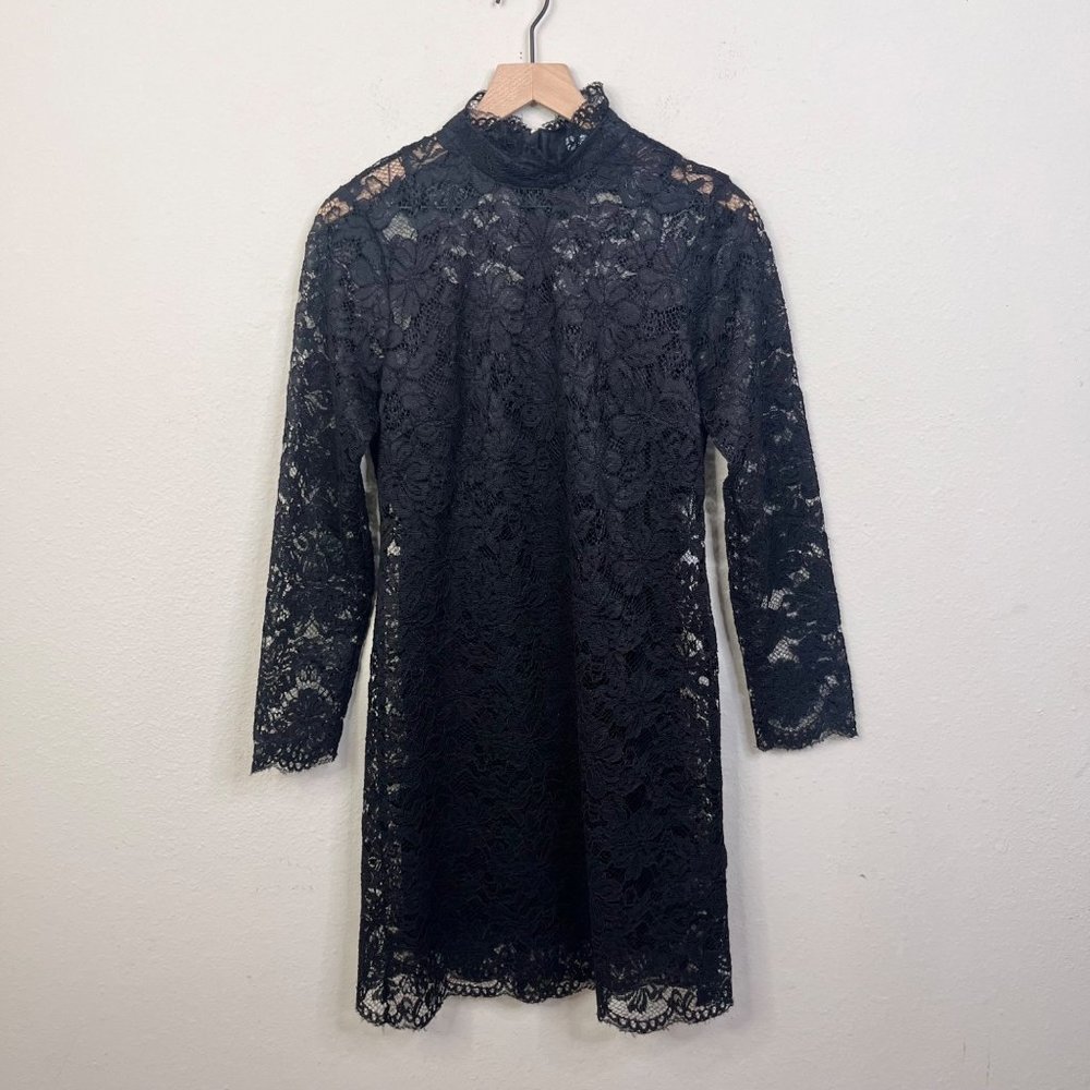 Prosecco Women's Black Lace Long Sleeve Dress Size 8 Cocktail Wedding Party